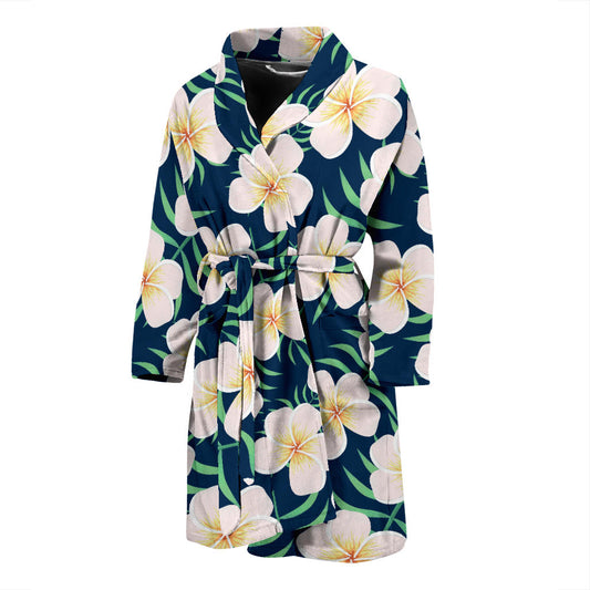 Pink Plumeria Pattern Print Design PM016 Men Bathrobe