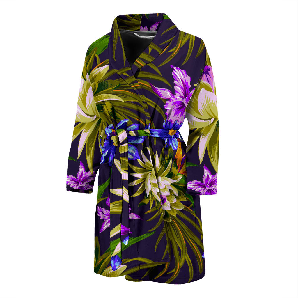 Water Lily Pattern Print Design WL08 Men Bathrobe