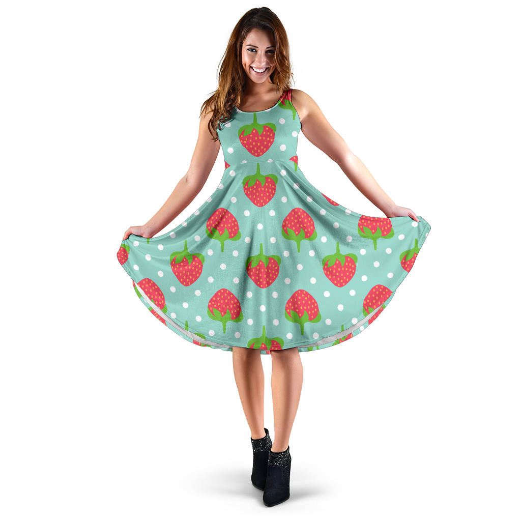 Strawberry Pattern Print Design SB06 Midi Dress