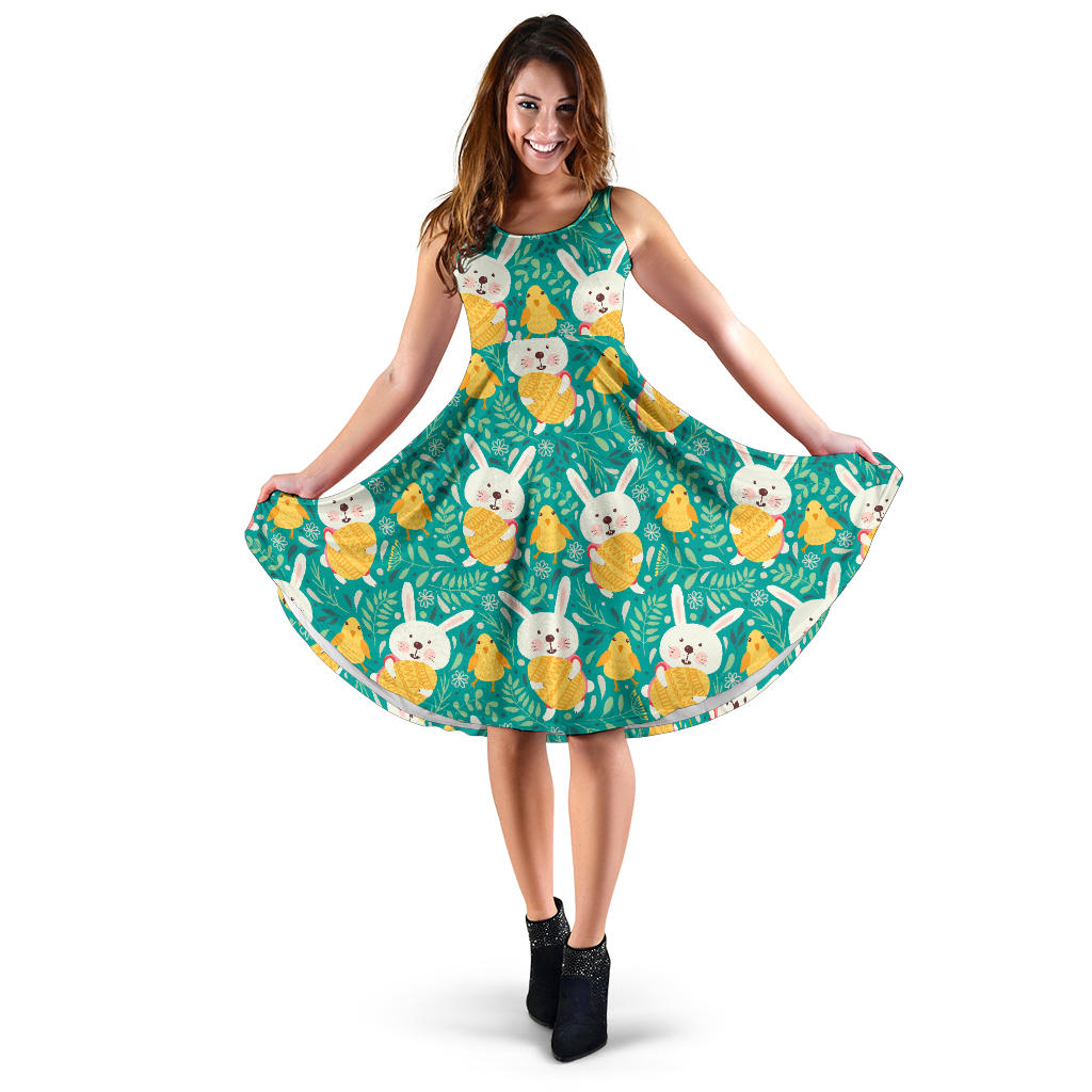 Easter Eggs Pattern Print Design RB02 Midi Dress