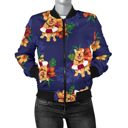 Hawaiian Themed Pattern Print Design H02 Women Bomber Jacket