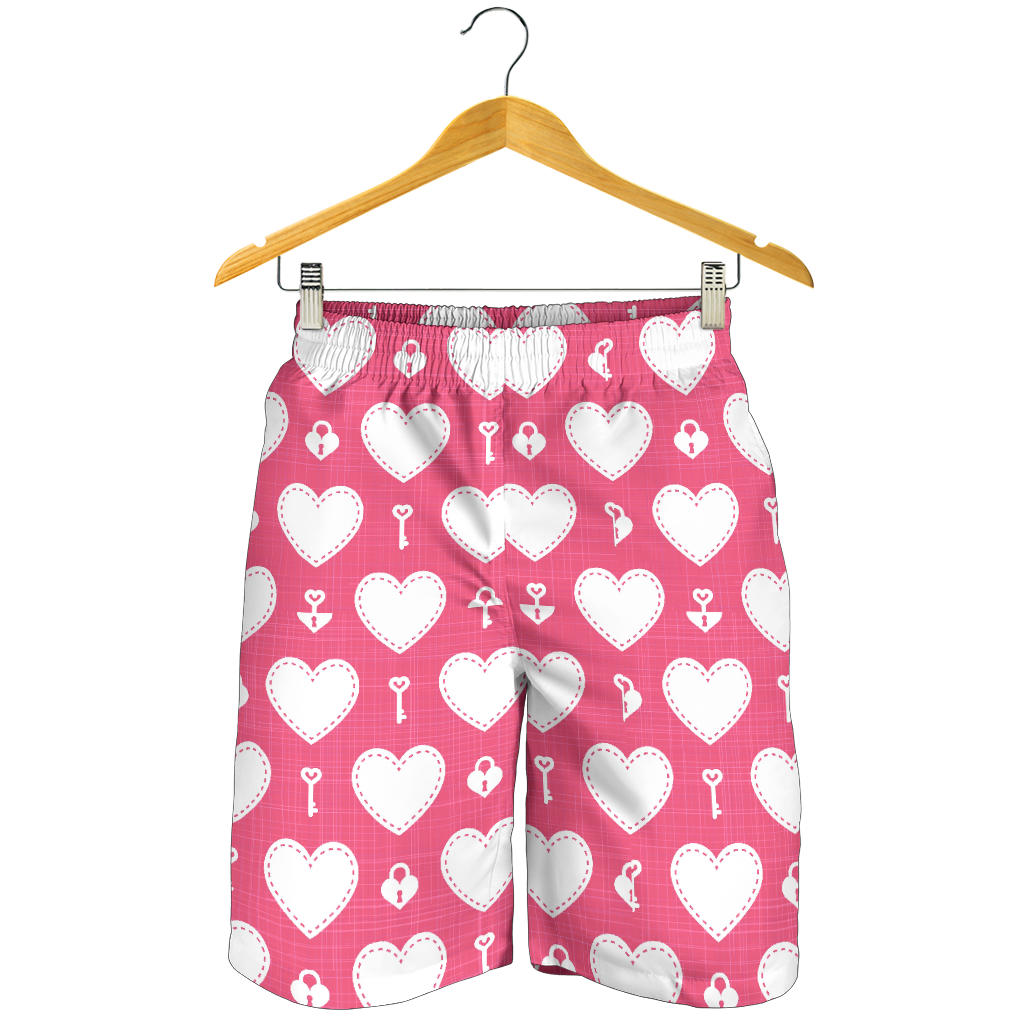 Heart Key Pattern Print Design HE09 Mens Shorts