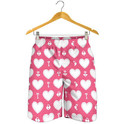 Heart Key Pattern Print Design HE09 Mens Shorts