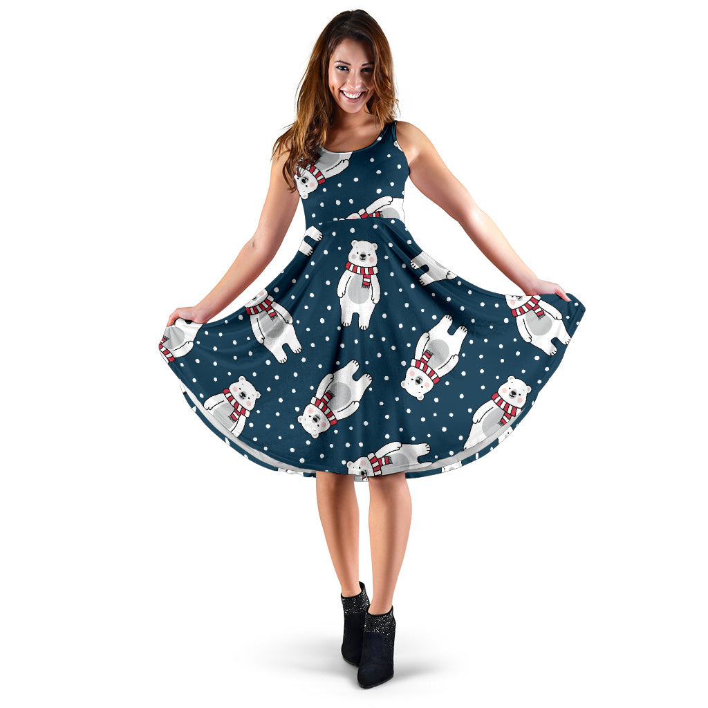 Polar Bear Pattern Print Design PB05 Midi Dress
