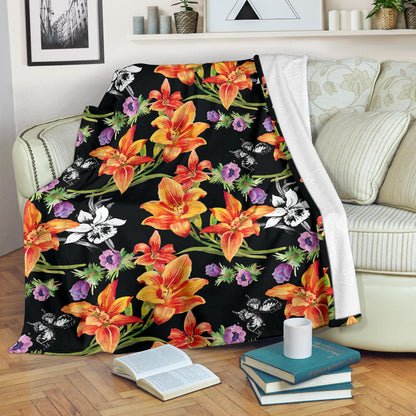 Tropical Flower Pattern Print Design TF02 Fleece Blanket