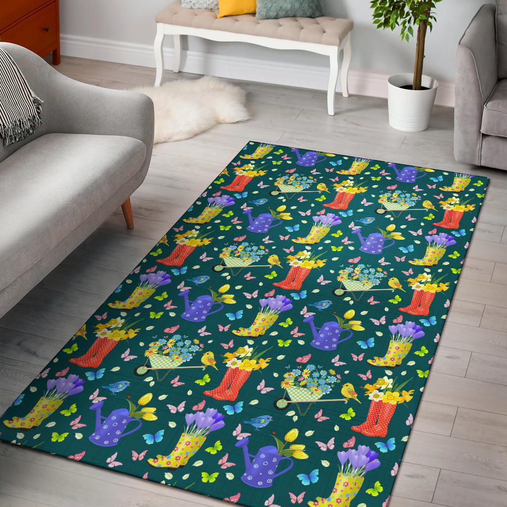 Gardening Pattern Print Design G08 Area Rugs