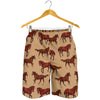 Brown Horse Print Pattern Mens Shorts