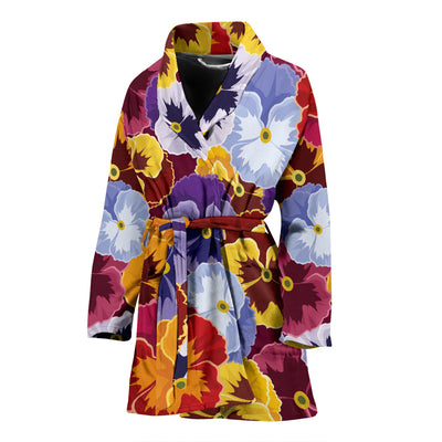 Pansy Pattern Print Design PS01 Women Bathrobe