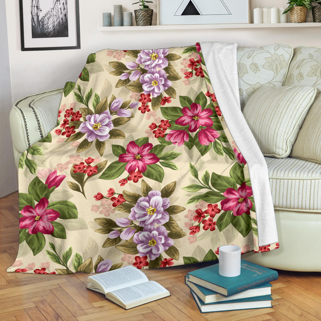 Summer Floral Pattern Print Design SF08 Fleece Blanket