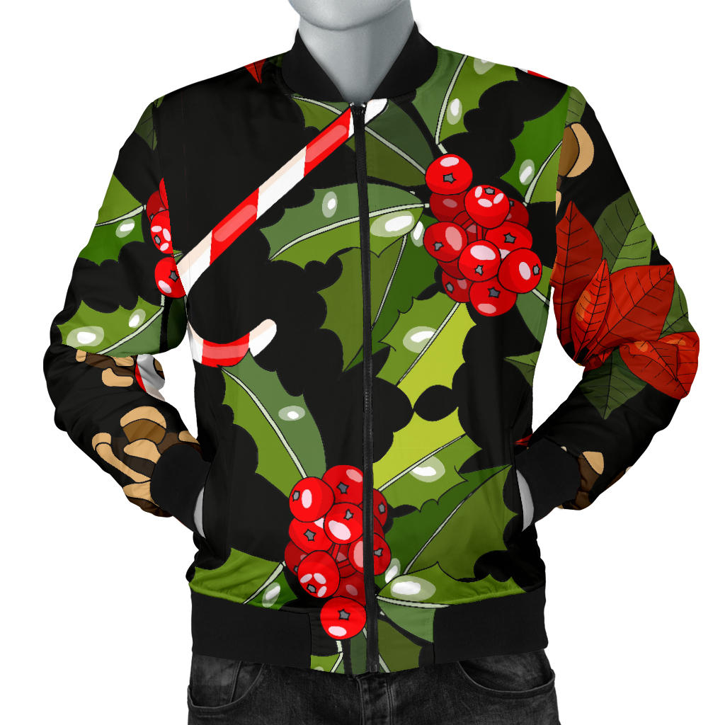 Poinsettia Pattern Print Design POT01 Men Bomber Jacket
