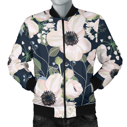Anemone Pattern Print Design AM02 Men Bomber Jacket