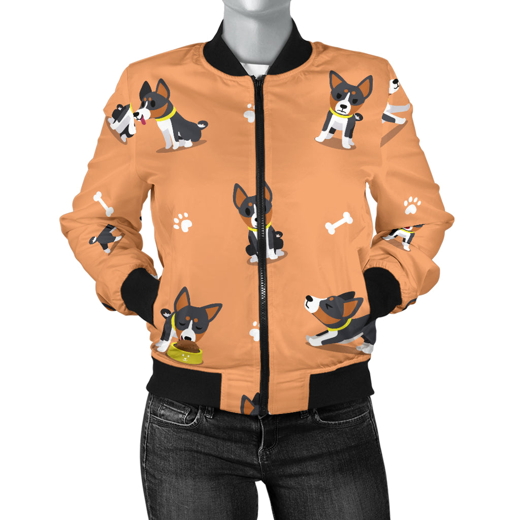 Basenji Pattern Print Design 01 Women's Bomber Jacket