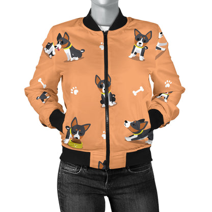 Basenji Pattern Print Design 01 Women's Bomber Jacket