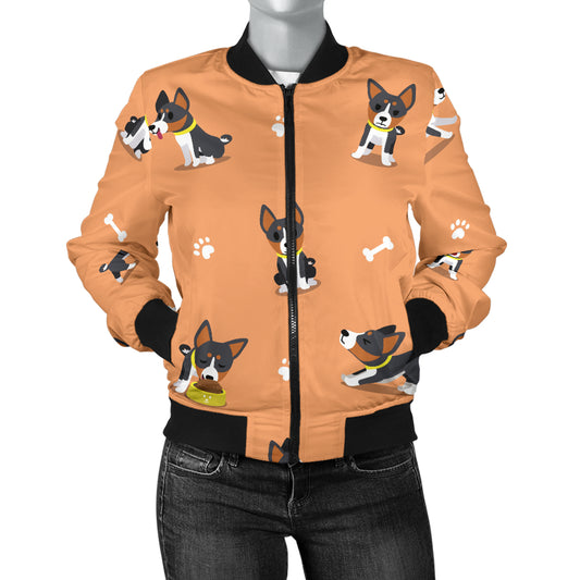 Basenji Pattern Print Design 01 Women's Bomber Jacket