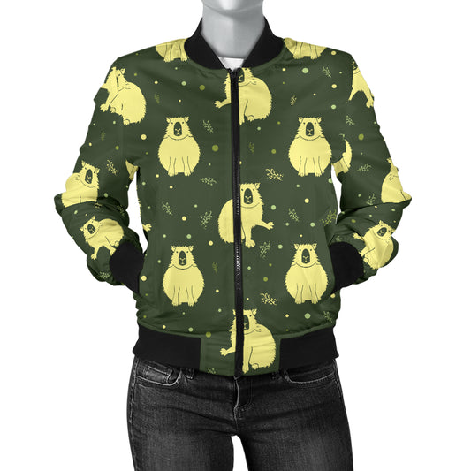 Capybara Pattern Print Design 03 Women's Bomber Jacket