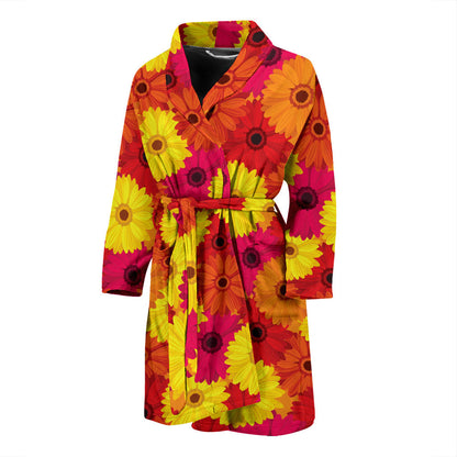 Gerberas Pattern Print Design GB05 Men Bathrobe