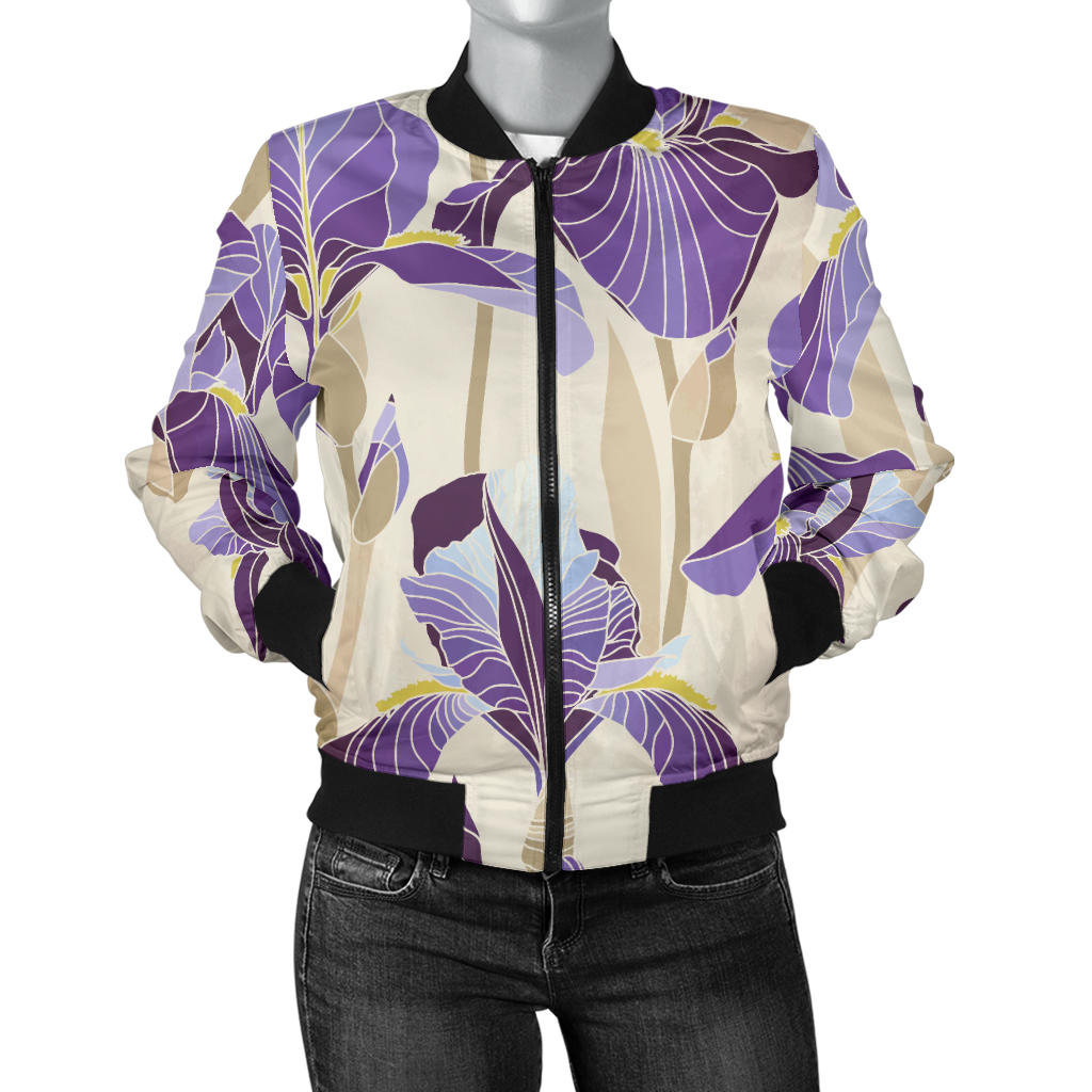 Iris Pattern Print Design IR02 Women Bomber Jacket