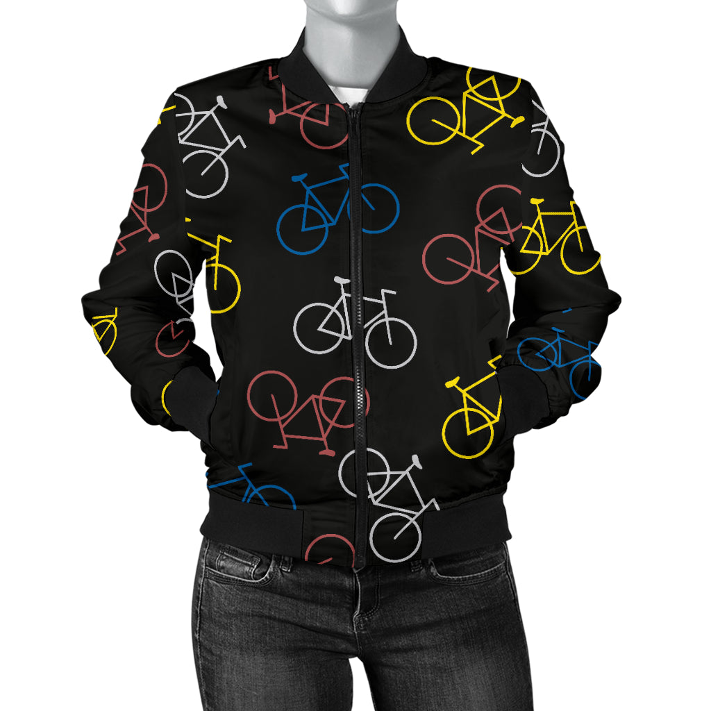 Bicycle Pattern Print Design 03 Women's Bomber Jacket
