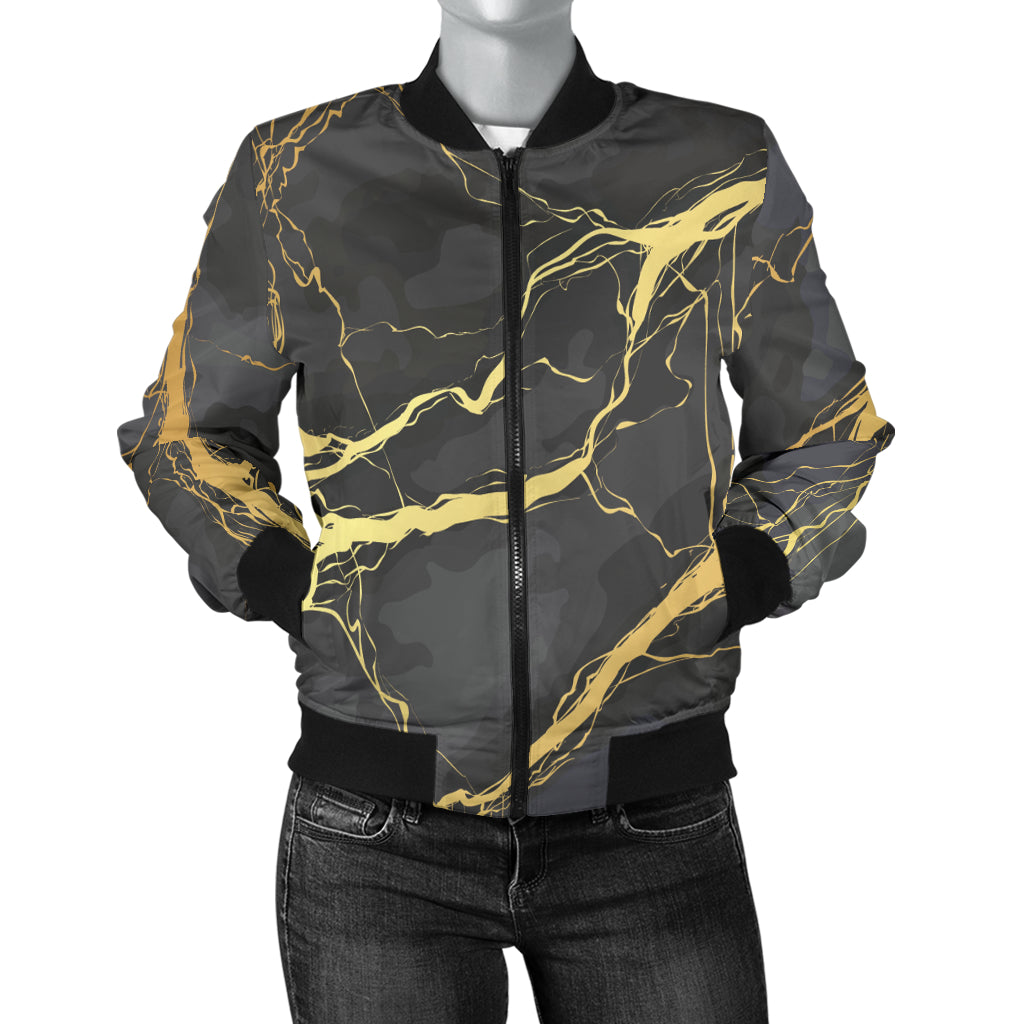 Marble Pattern Print Design 02 Women's Bomber Jacket