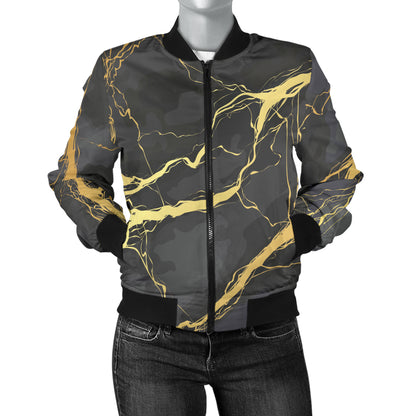 Marble Pattern Print Design 02 Women's Bomber Jacket