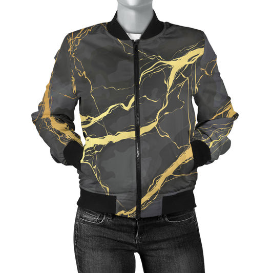 Marble Pattern Print Design 02 Women's Bomber Jacket