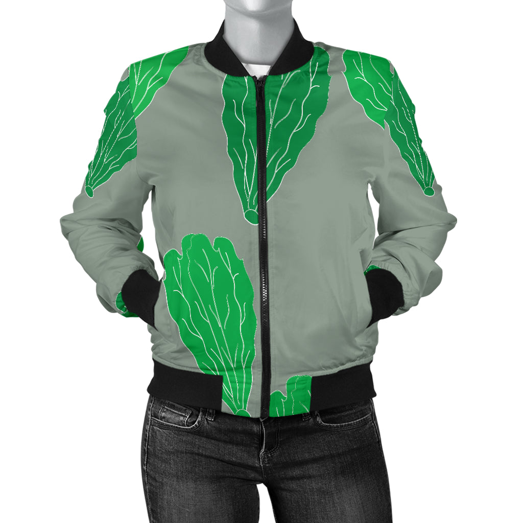 Lettuce Pattern Print Design 02 Women's Bomber Jacket