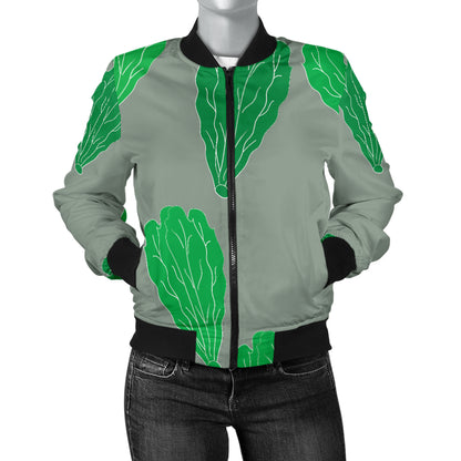 Lettuce Pattern Print Design 02 Women's Bomber Jacket