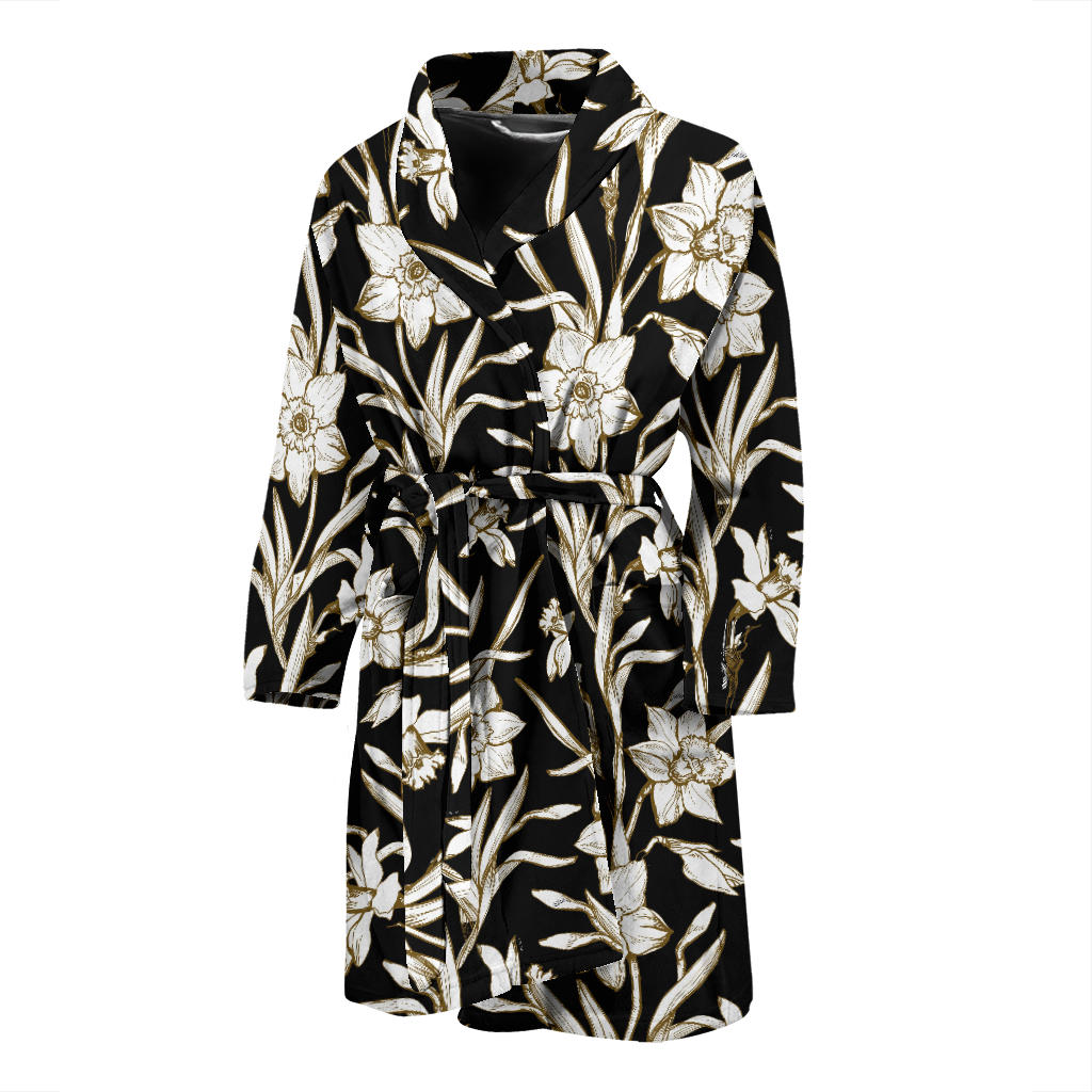 Daffodils Pattern Print Design DF06 Men Bathrobe