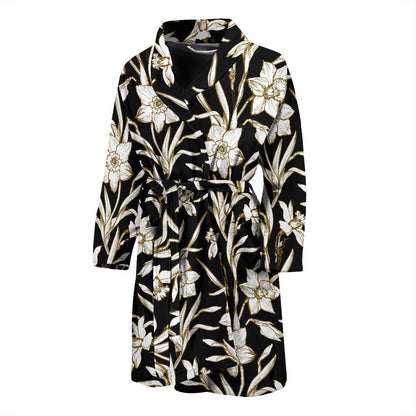 Daffodils Pattern Print Design DF06 Men Bathrobe