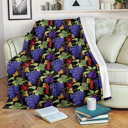 Grape Pattern Print Design GP05 Fleece Blanket