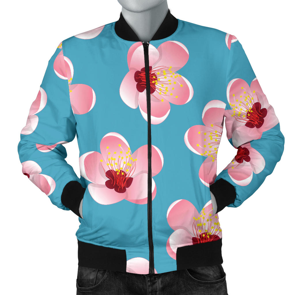 Cherry Blossom Pattern Print Design CB09 Men Bomber Jacket