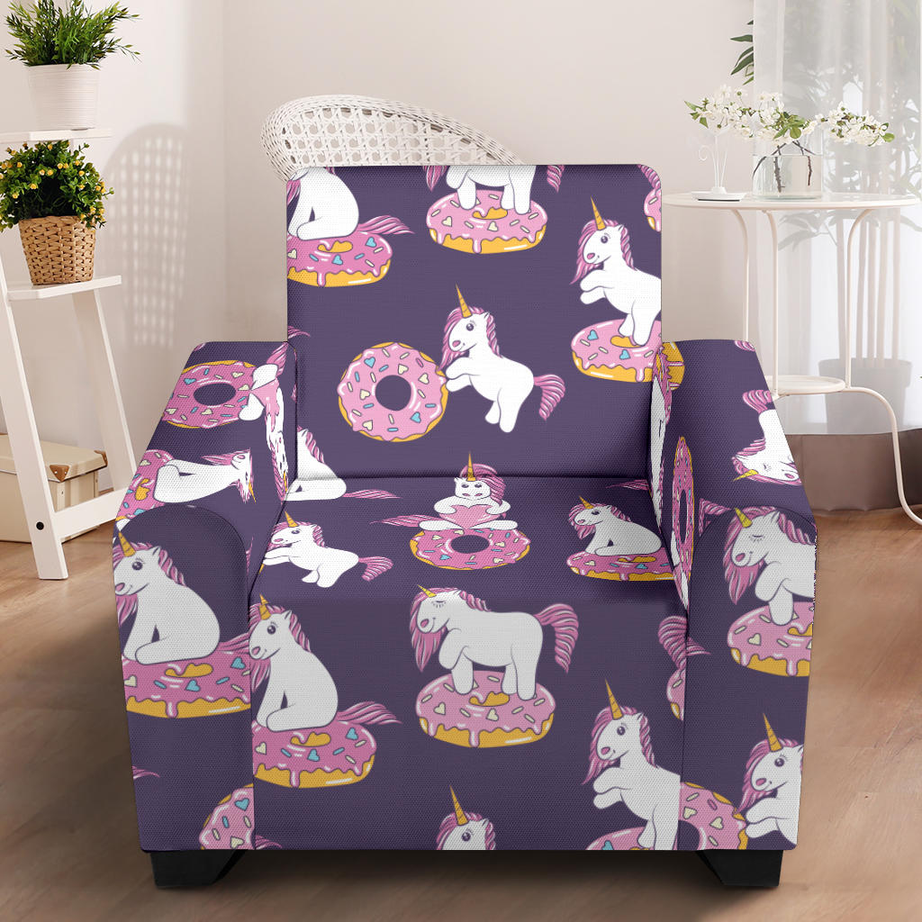 Donut Unicorn Pattern Print Design DN011 Armchair Slipcover