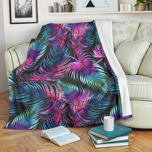 Palm Leaves Pattern Print Design PL010 Fleece Blanket