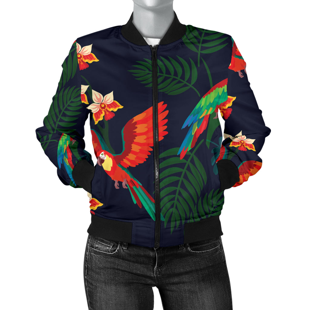 Macaw Pattern Print Design 02 Women's Bomber Jacket