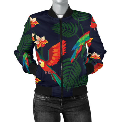 Macaw Pattern Print Design 02 Women's Bomber Jacket