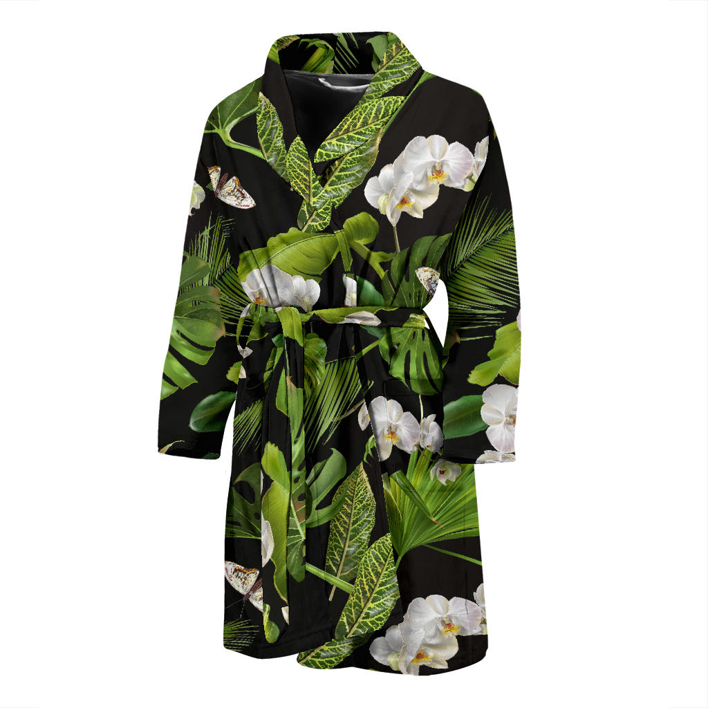 Tropical Flower Pattern Print Design TF026 Men Bathrobe