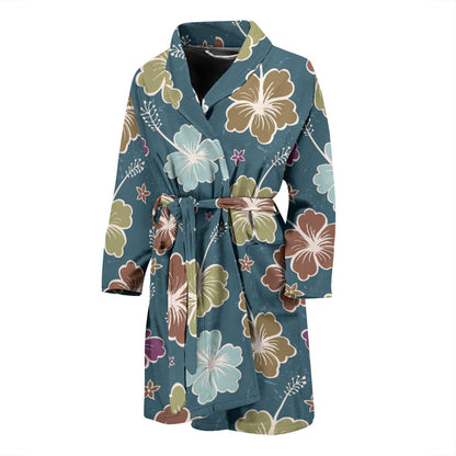 Hibiscus Pattern Print Design HB033 Men Bathrobe