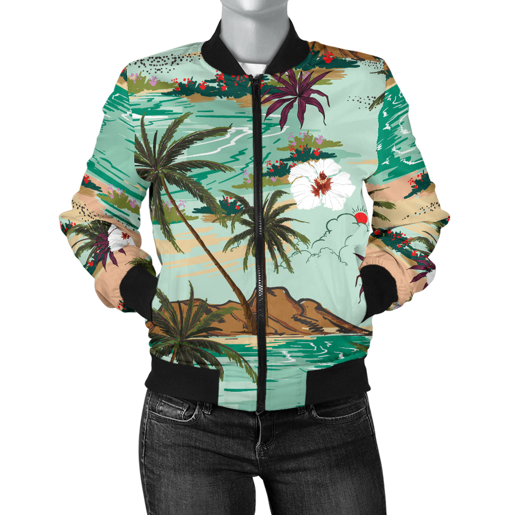 Pacific island Pattern Print Design A03 Women's Bomber Jacket