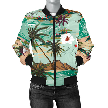 Pacific island Pattern Print Design A03 Women's Bomber Jacket