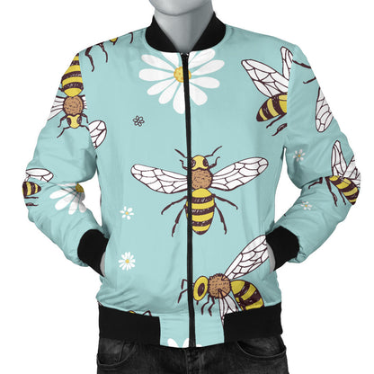 Bee Pattern Print Design BEE010 Men Bomber Jacket