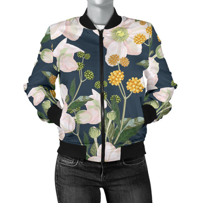 Anemone Pattern Print Design AM04 Women Bomber Jacket