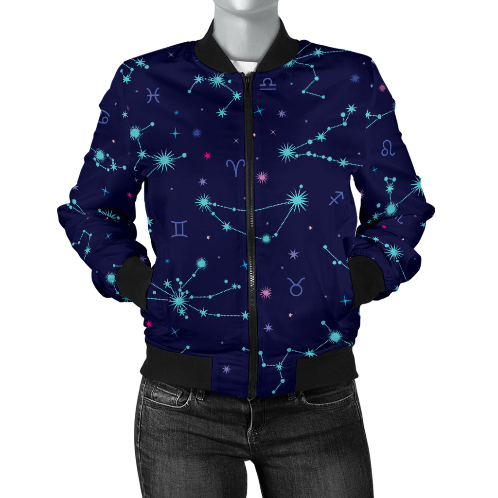 Constellation Pattern Print Design 01 Women's Bomber Jacket