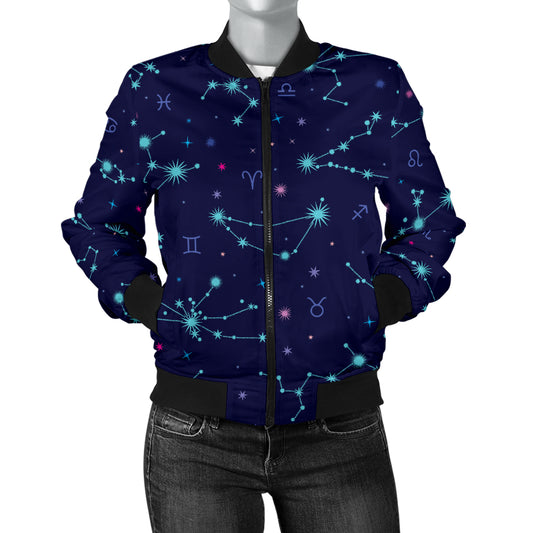 Constellation Pattern Print Design 01 Women's Bomber Jacket