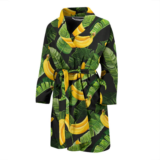 Banana Pattern Print Design BA01 Men Bathrobe