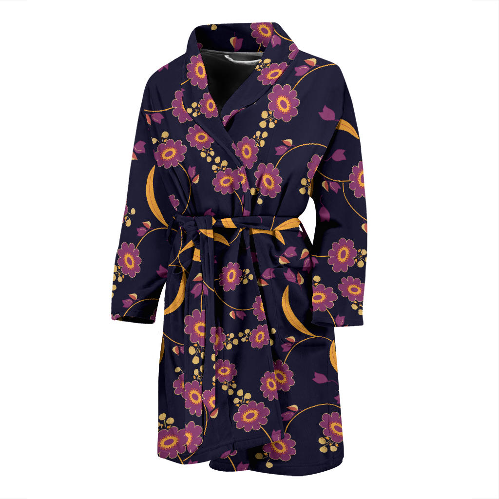 Anemone Pattern Print Design AM012 Men Bathrobe