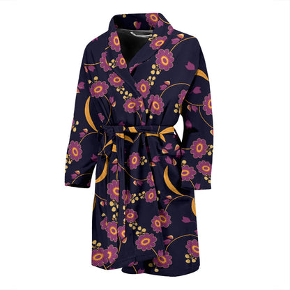 Anemone Pattern Print Design AM012 Men Bathrobe