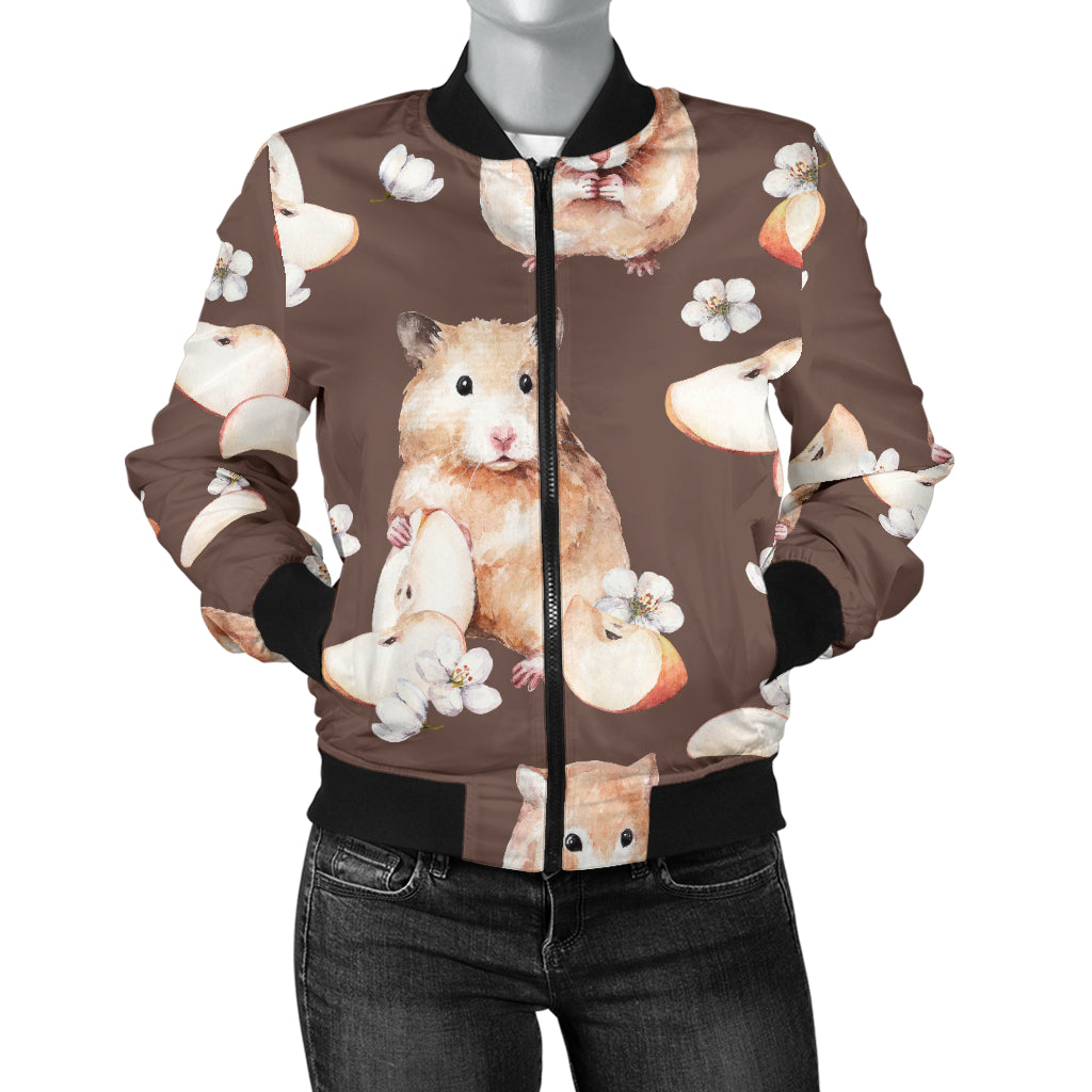 Hamster Pattern Print Design 03 Women's Bomber Jacket