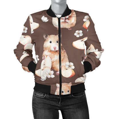 Hamster Pattern Print Design 03 Women's Bomber Jacket