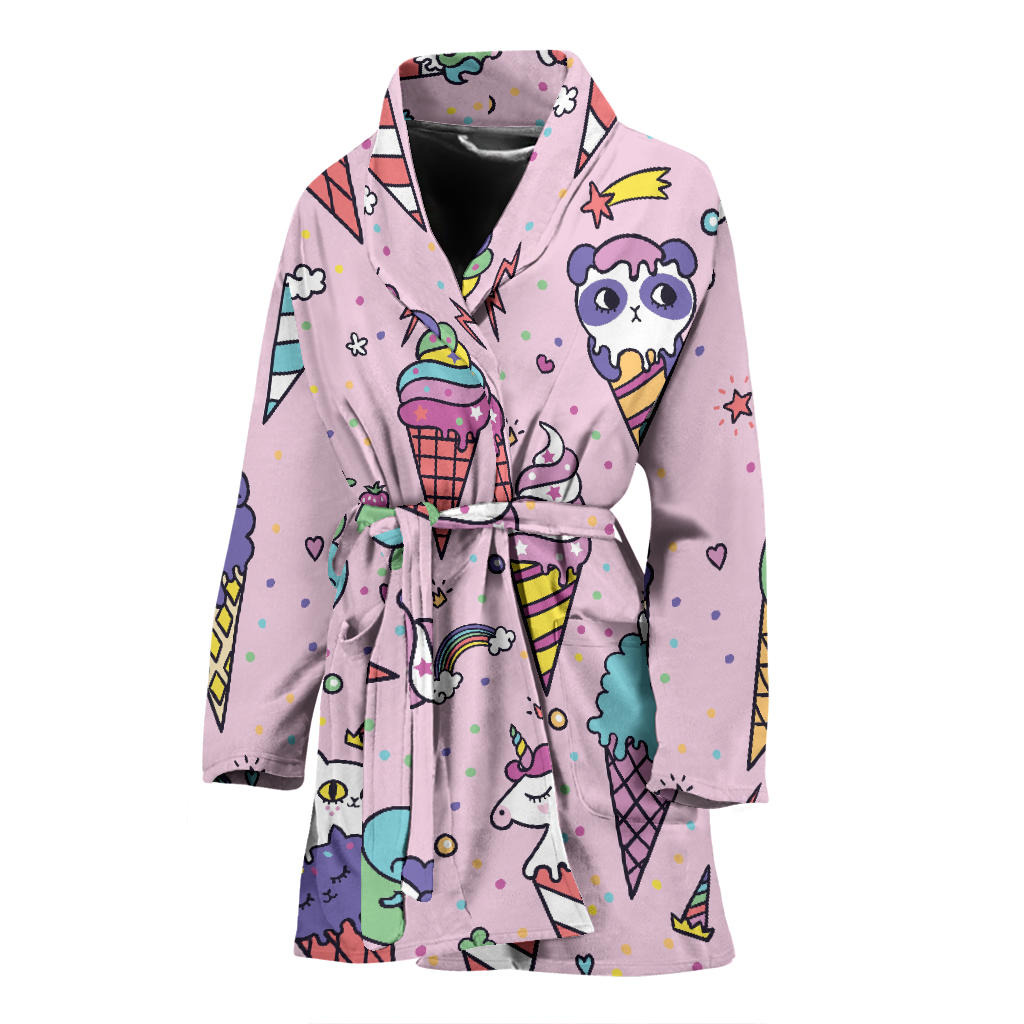 Ice Cream Pattern Print Design IC05 Women Bathrobe