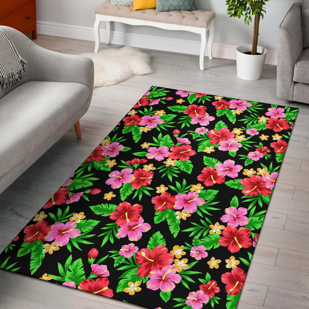Pink Red Hibiscus Pattern Print Design HB023 Area Rugs